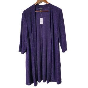 Catherines Paisley Open Cardigan Size 0X Dark Purple Long Whimsigoth Womens NWT